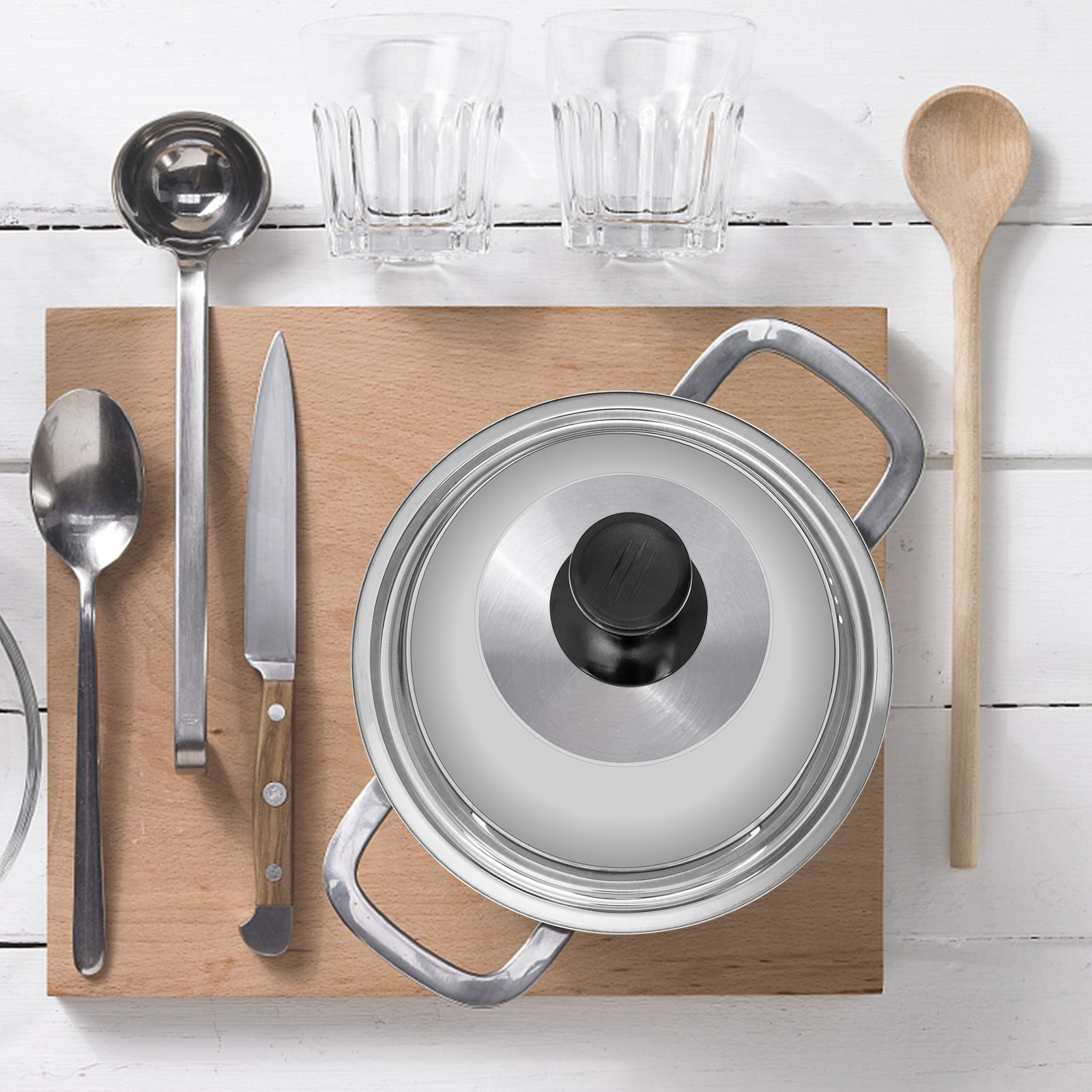 Kitchen Helper Gadgets - Coperchio per pentola rinforzato, trasparente, in